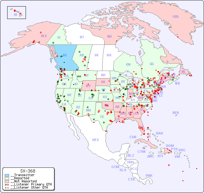 __North American Reception Map for SX-368