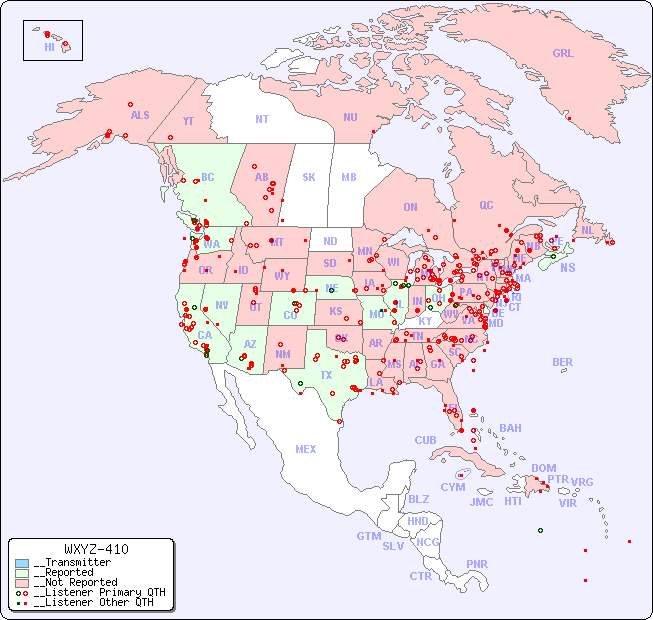 __North American Reception Map for WXYZ-410