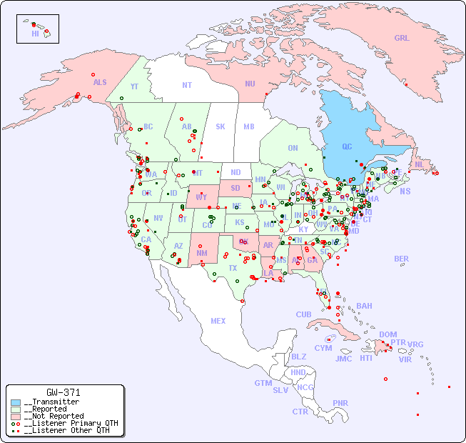 __North American Reception Map for GW-371