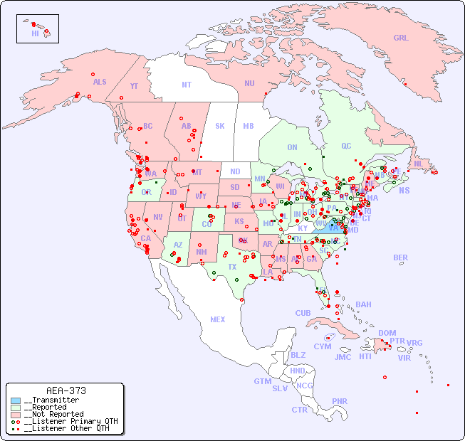 __North American Reception Map for AEA-373