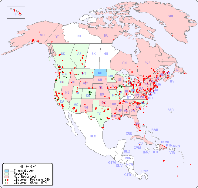 __North American Reception Map for BOD-374