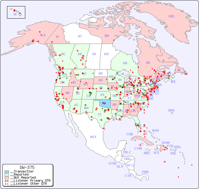 __North American Reception Map for DW-375