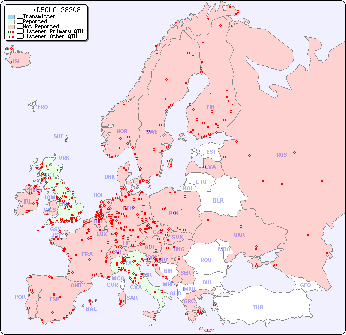__European Reception Map for WD5GLO-28208