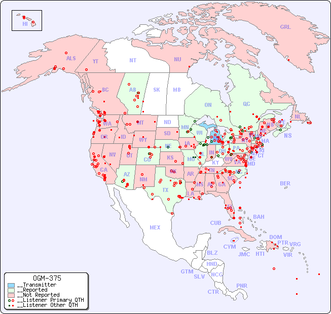 __North American Reception Map for OGM-375
