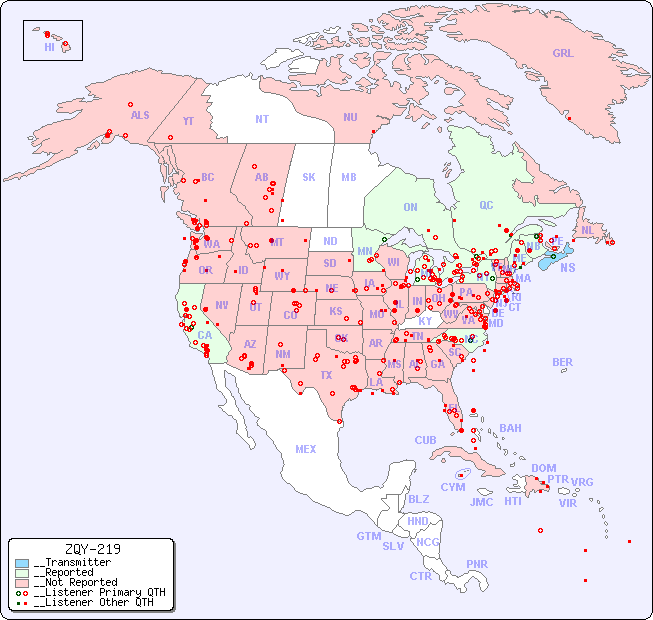 __North American Reception Map for ZQY-219