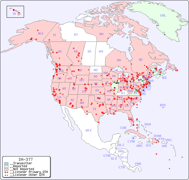 __North American Reception Map for DA-377