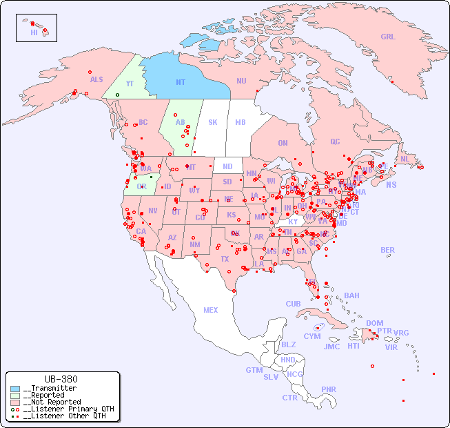 __North American Reception Map for UB-380