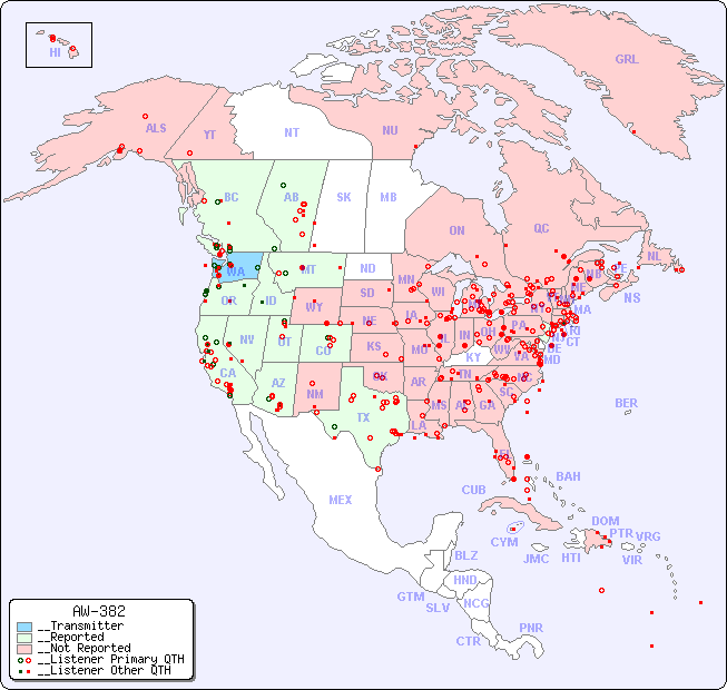 __North American Reception Map for AW-382