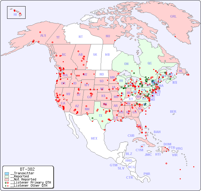 __North American Reception Map for BT-382