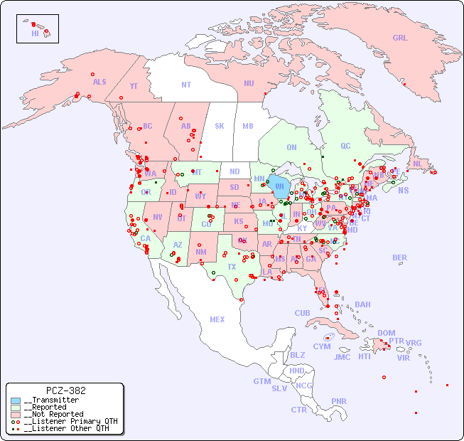 __North American Reception Map for PCZ-382