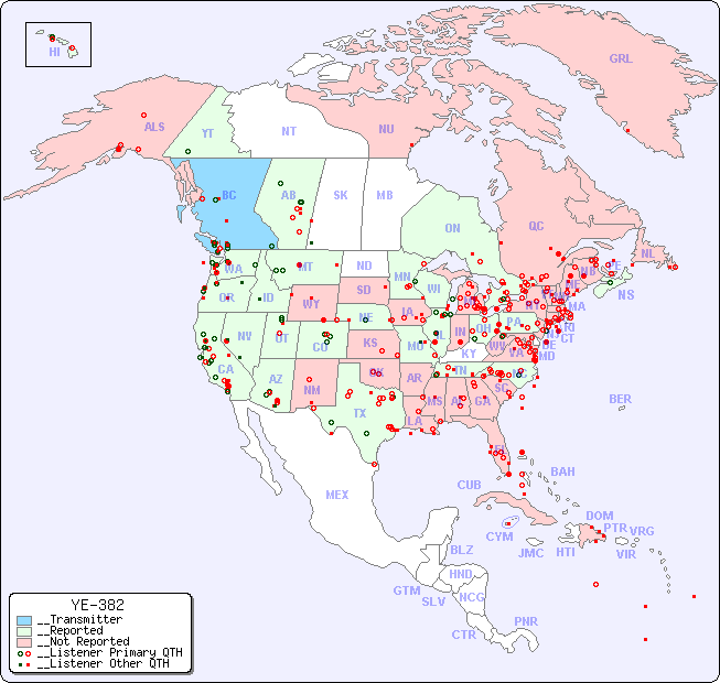 __North American Reception Map for YE-382