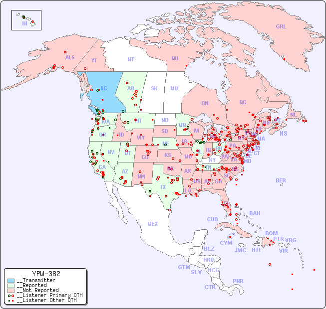 __North American Reception Map for YPW-382
