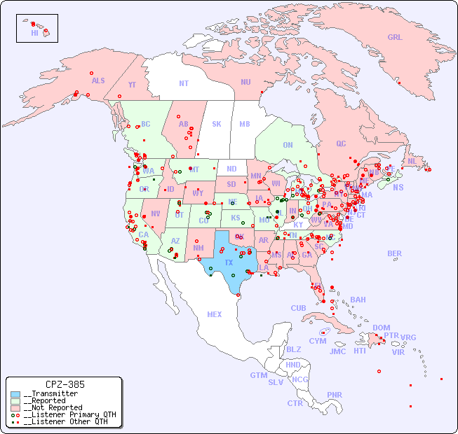 __North American Reception Map for CPZ-385