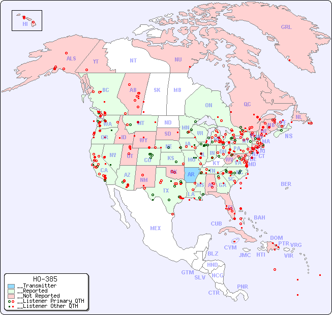 __North American Reception Map for HO-385