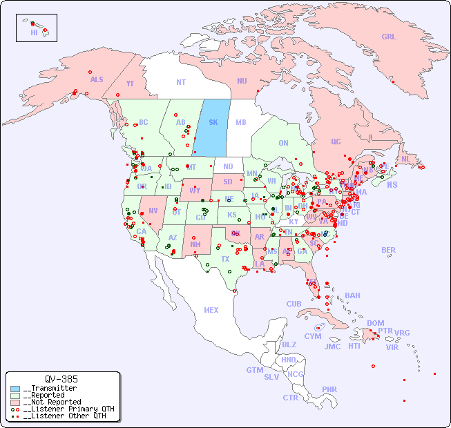 __North American Reception Map for QV-385