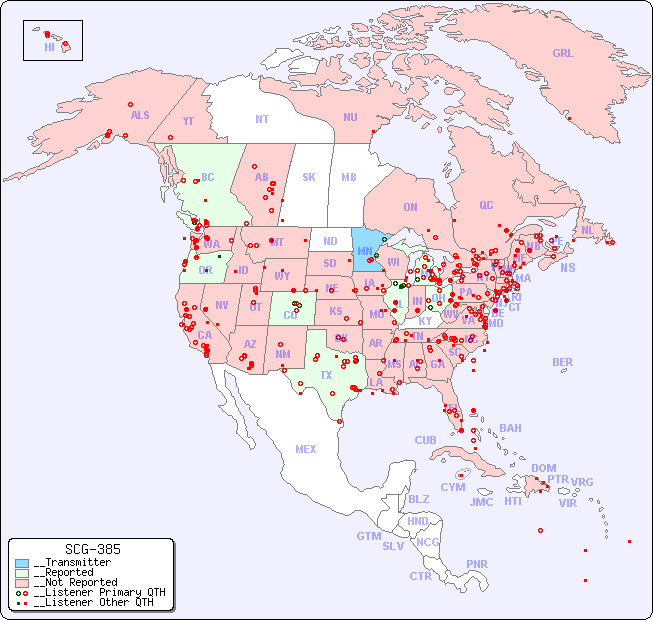 __North American Reception Map for SCG-385