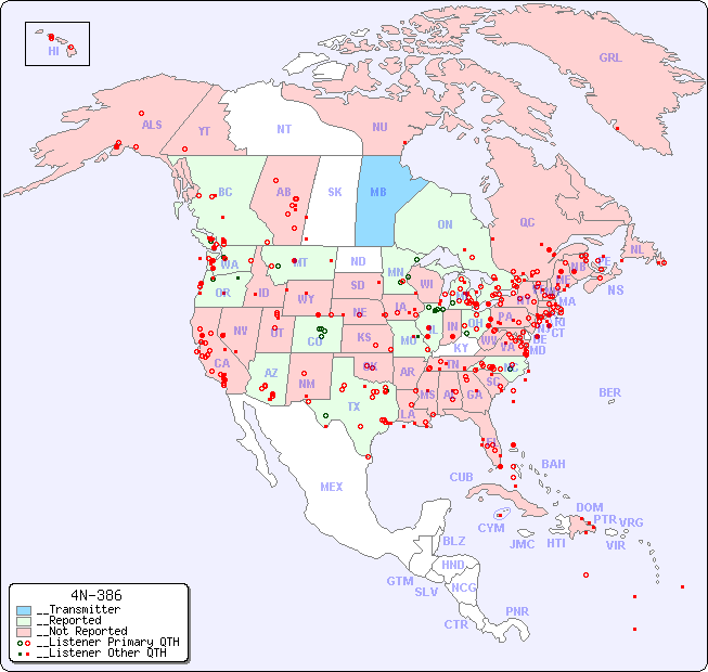 __North American Reception Map for 4N-386