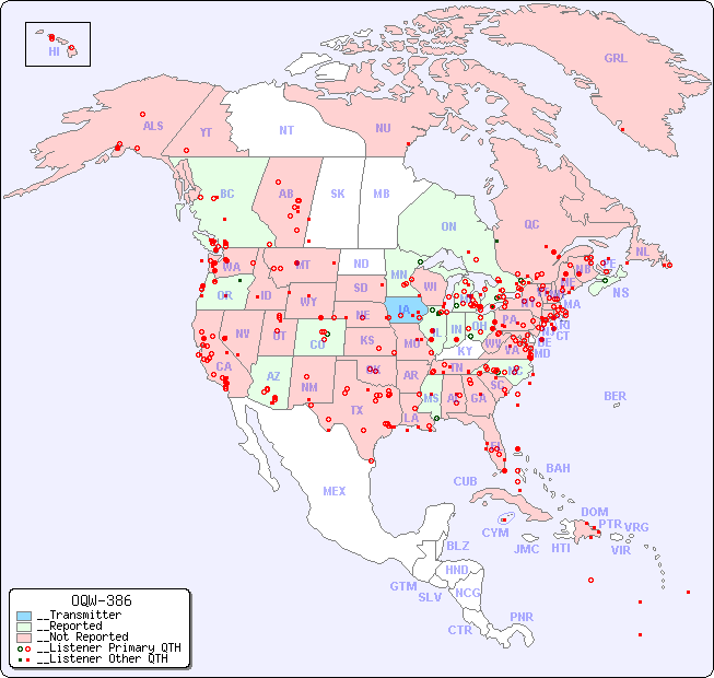 __North American Reception Map for OQW-386