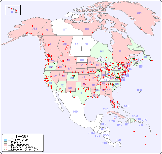 __North American Reception Map for PV-387