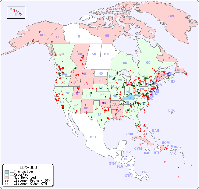 __North American Reception Map for CDX-388