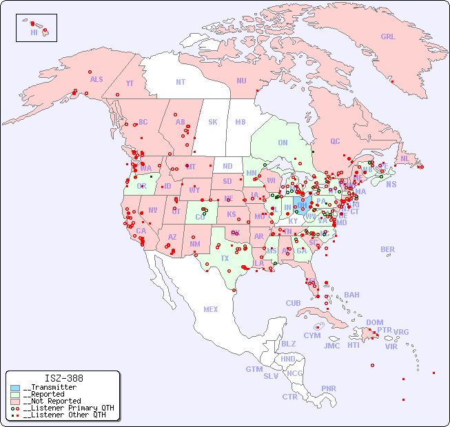__North American Reception Map for ISZ-388