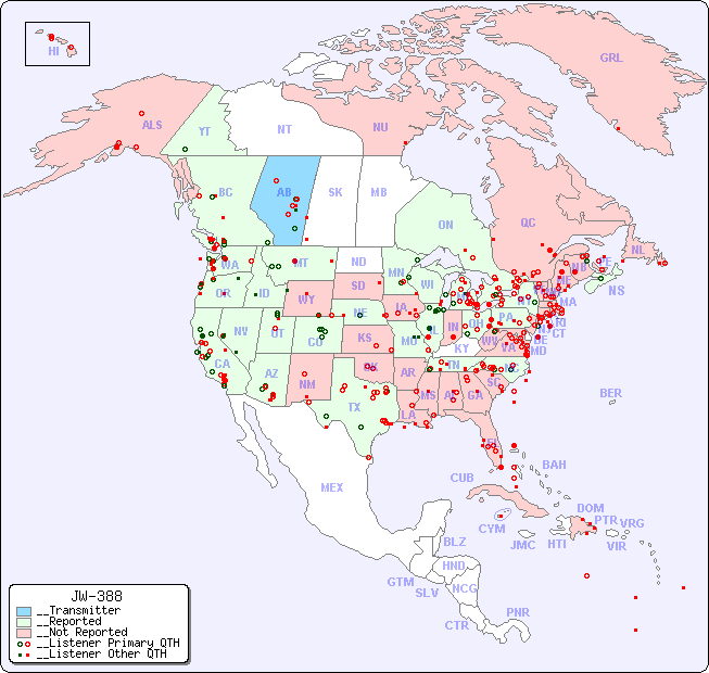 __North American Reception Map for JW-388