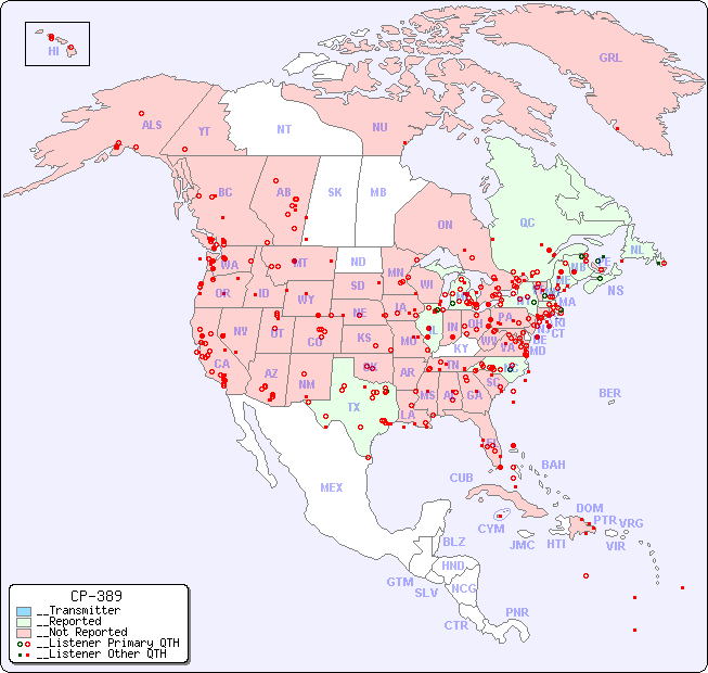 __North American Reception Map for CP-389