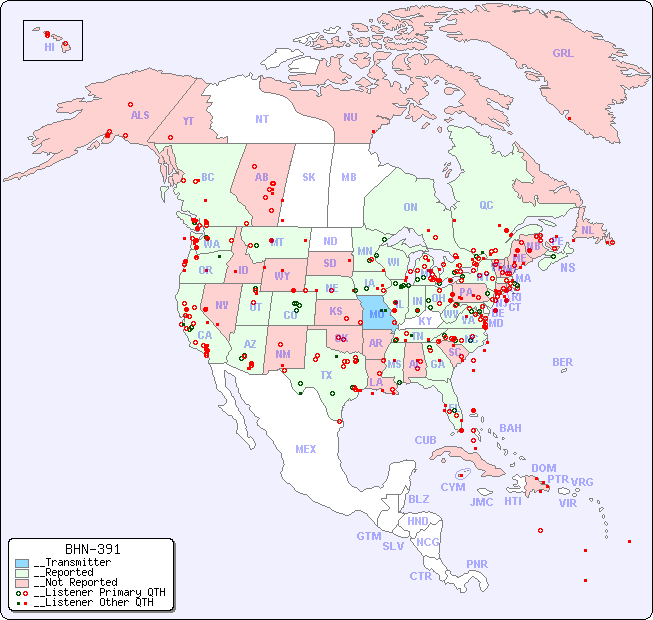__North American Reception Map for BHN-391