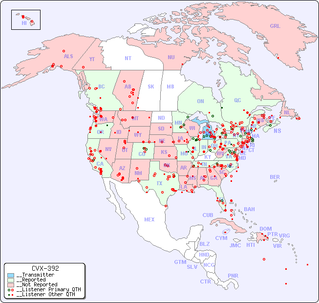 __North American Reception Map for CVX-392