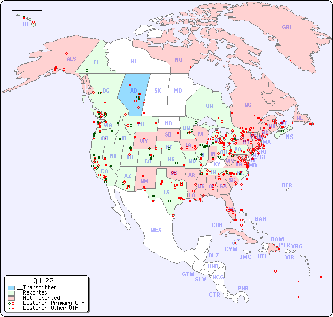 __North American Reception Map for QU-221