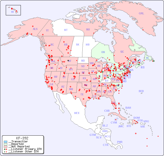 __North American Reception Map for KF-392