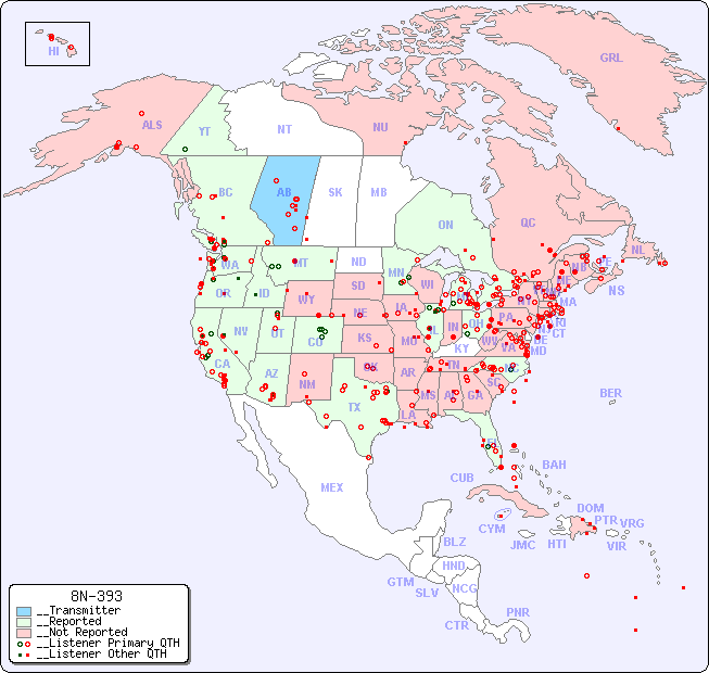 __North American Reception Map for 8N-393