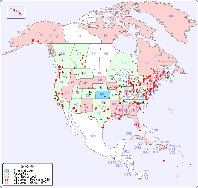 __North American Reception Map for CA-395