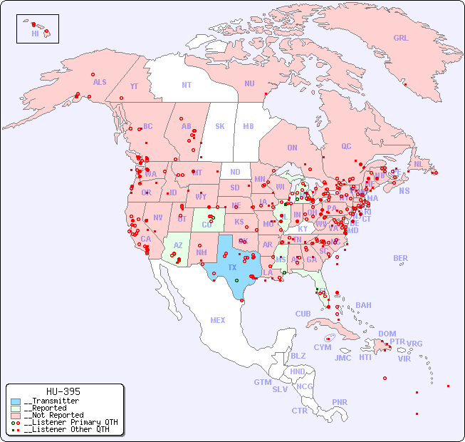 __North American Reception Map for HU-395