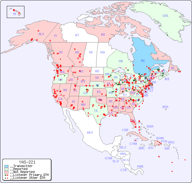 __North American Reception Map for YAS-221