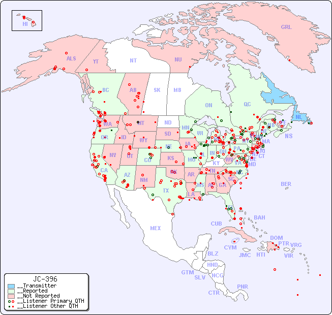 __North American Reception Map for JC-396