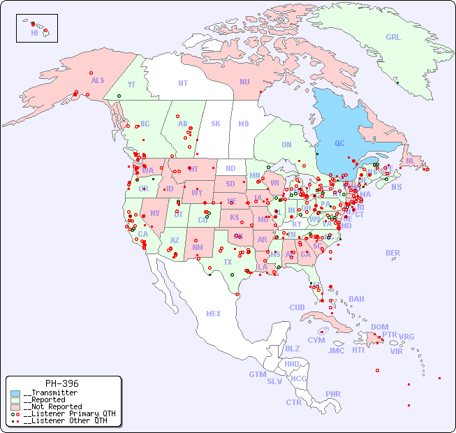 __North American Reception Map for PH-396