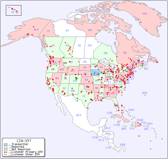 __North American Reception Map for CIN-397