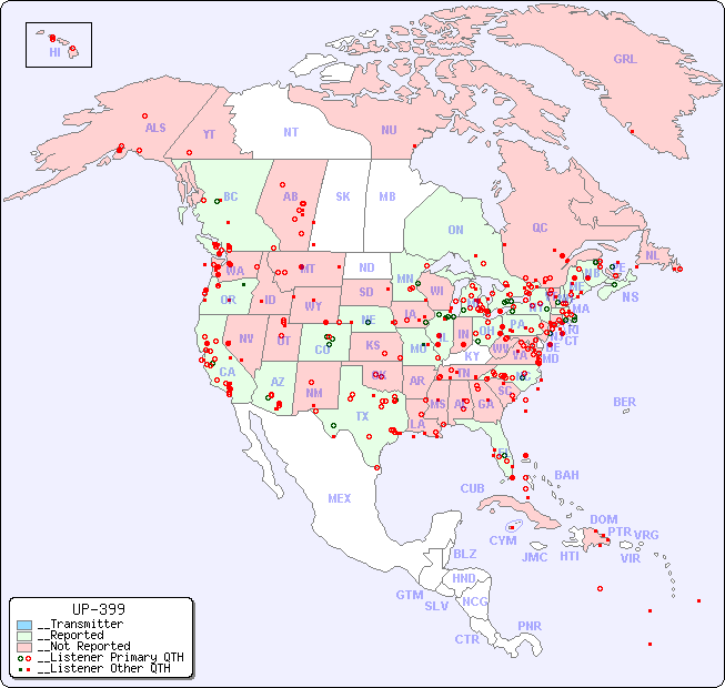 __North American Reception Map for UP-399