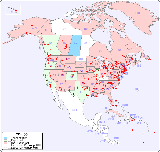 __North American Reception Map for 7F-400