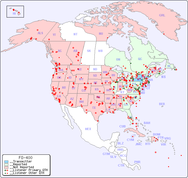 __North American Reception Map for FO-400