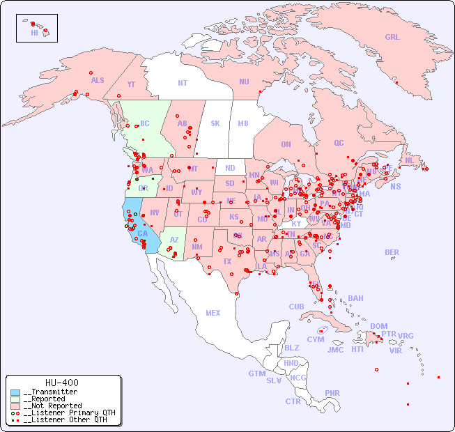__North American Reception Map for HU-400