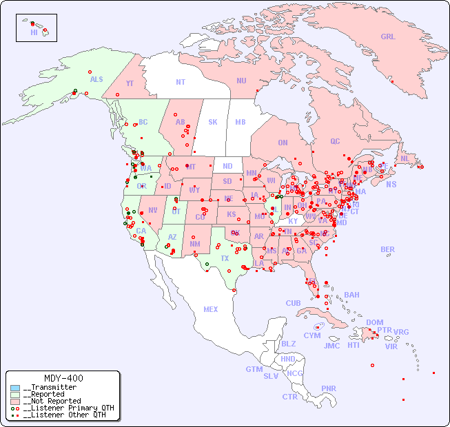 __North American Reception Map for MDY-400