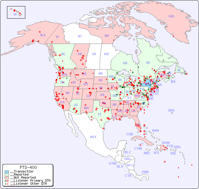 __North American Reception Map for PTD-400