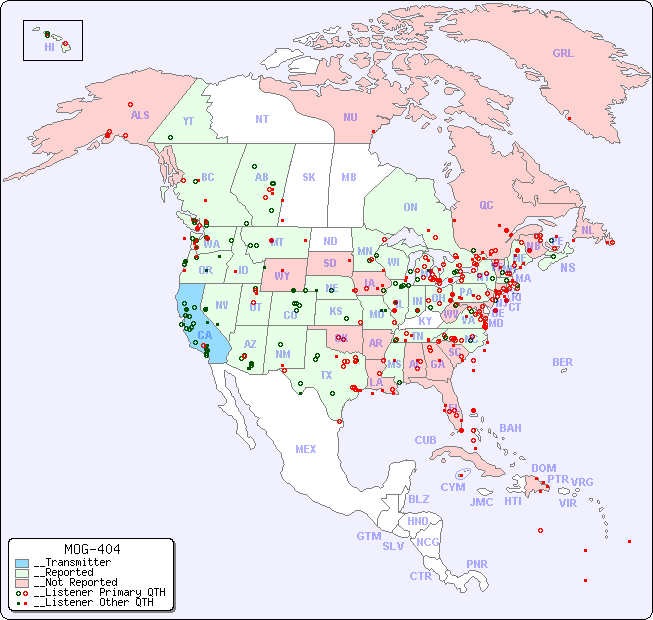 __North American Reception Map for MOG-404