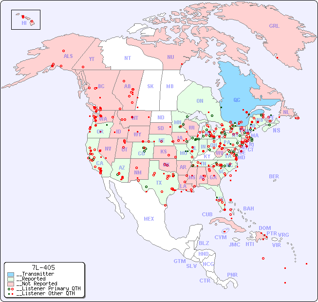 __North American Reception Map for 7L-405