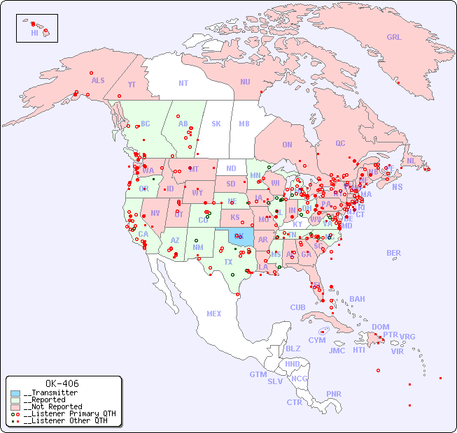 __North American Reception Map for OK-406