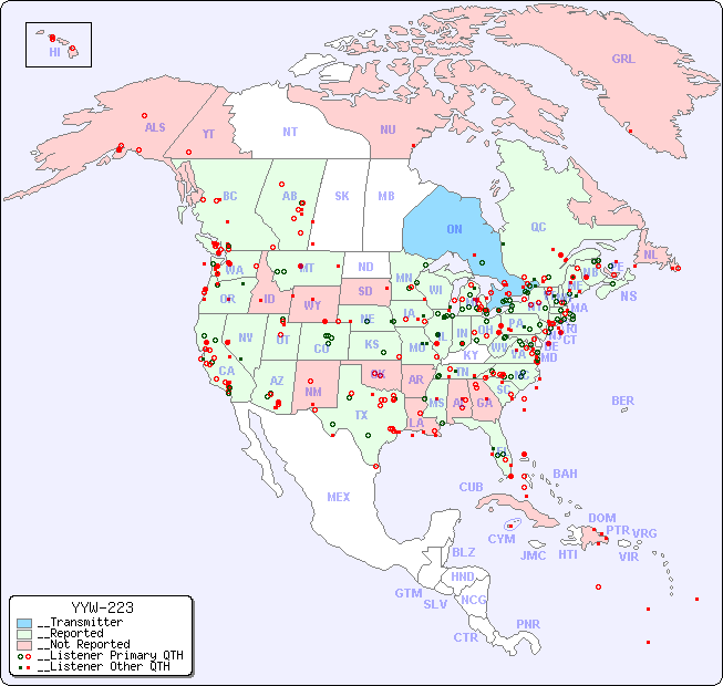 __North American Reception Map for YYW-223