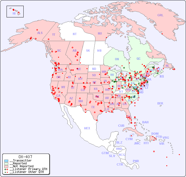 __North American Reception Map for OX-407