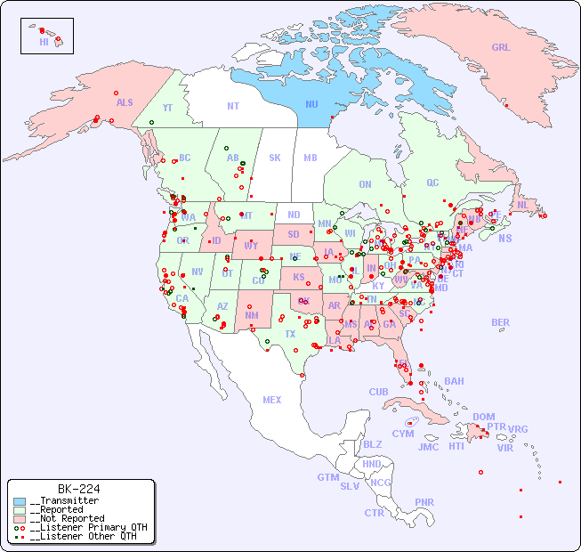 __North American Reception Map for BK-224
